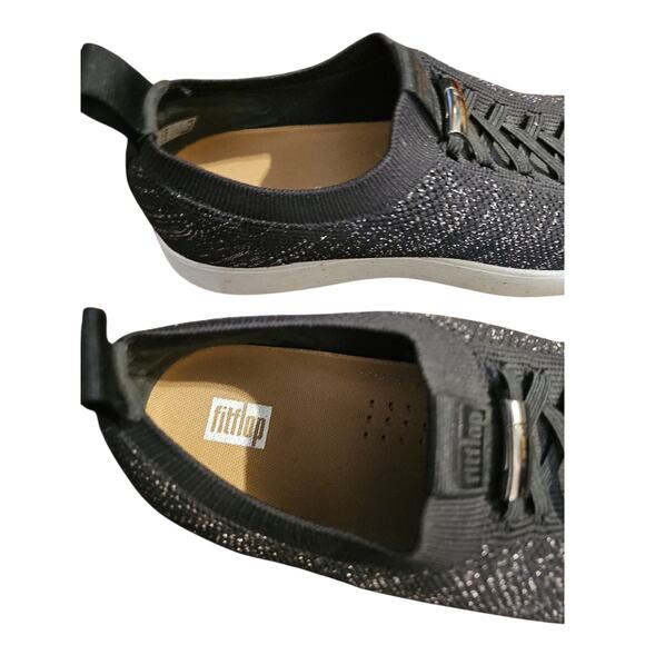 Fitflop knit slip on sneakers sz 10 black purple metallic accent shoes - Picture 4 of 7